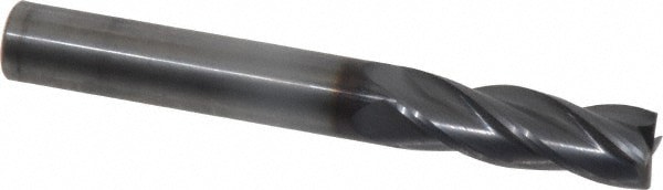 Square End Mill: 3/8'' Dia, 1-1/8'' LOC, 3/8'' Shank Dia, 3'' OAL, 4 Flutes, Solid Carbide