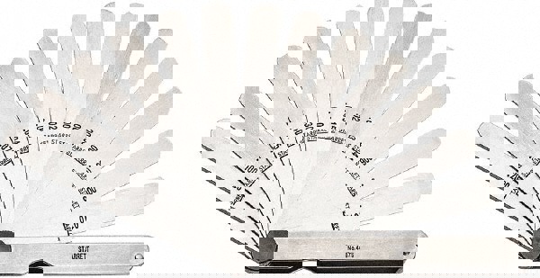 Feeler Gage Sets; Maximum Thickness (mm): 0.0015; Minimum Thickness: 0.2000; Minimum Thickness (mm): 0.2000; Leaf Width: 0.5 in; Number of Leaves: 13; Material: Stainless Steel; Number Of Leaves: 13; Leaf Length (Inch): 4-1/2; Width (mm): 1/2; Width (Inch