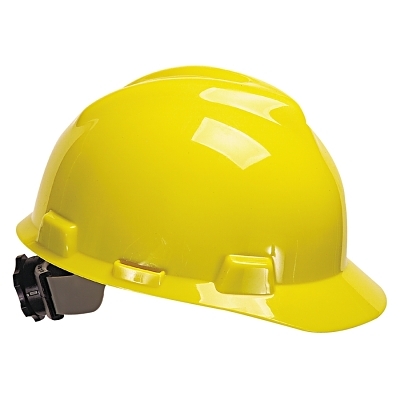 Hard Hat: Impact Resistant, V-Gard Slotted Cap, Type 1, Class E, 4-Point Suspension