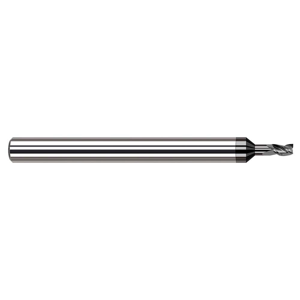 Square End Mill: 1/64'' Dia, 0.022'' LOC, 1/8'' Shank Dia, 2-1/2'' OAL, 3 Flutes, Solid Carbide