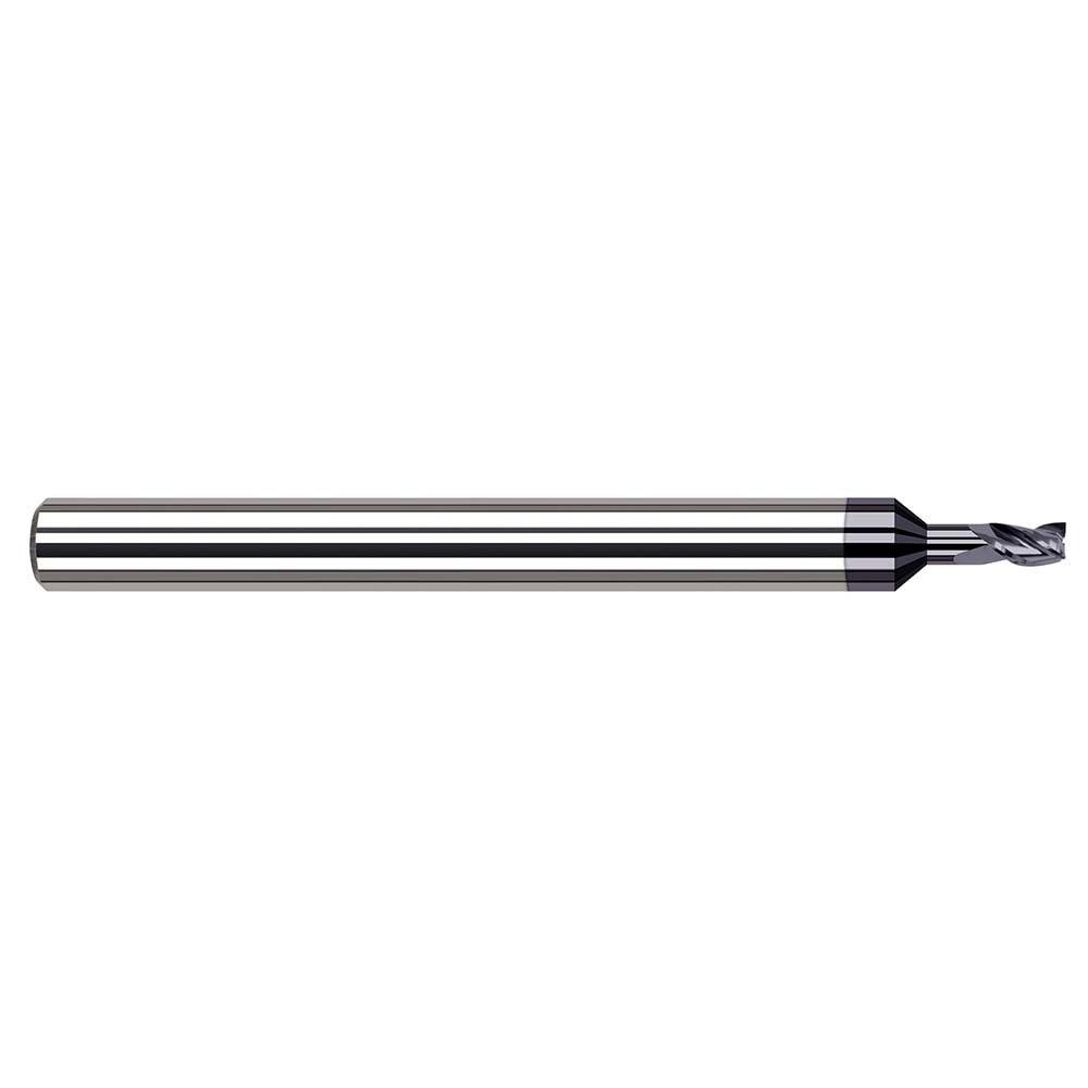 Square End Mill: 3/64'' Dia, 0.075'' LOC, 1/8'' Shank Dia, 2-1/2'' OAL, 3 Flutes, Solid Carbide