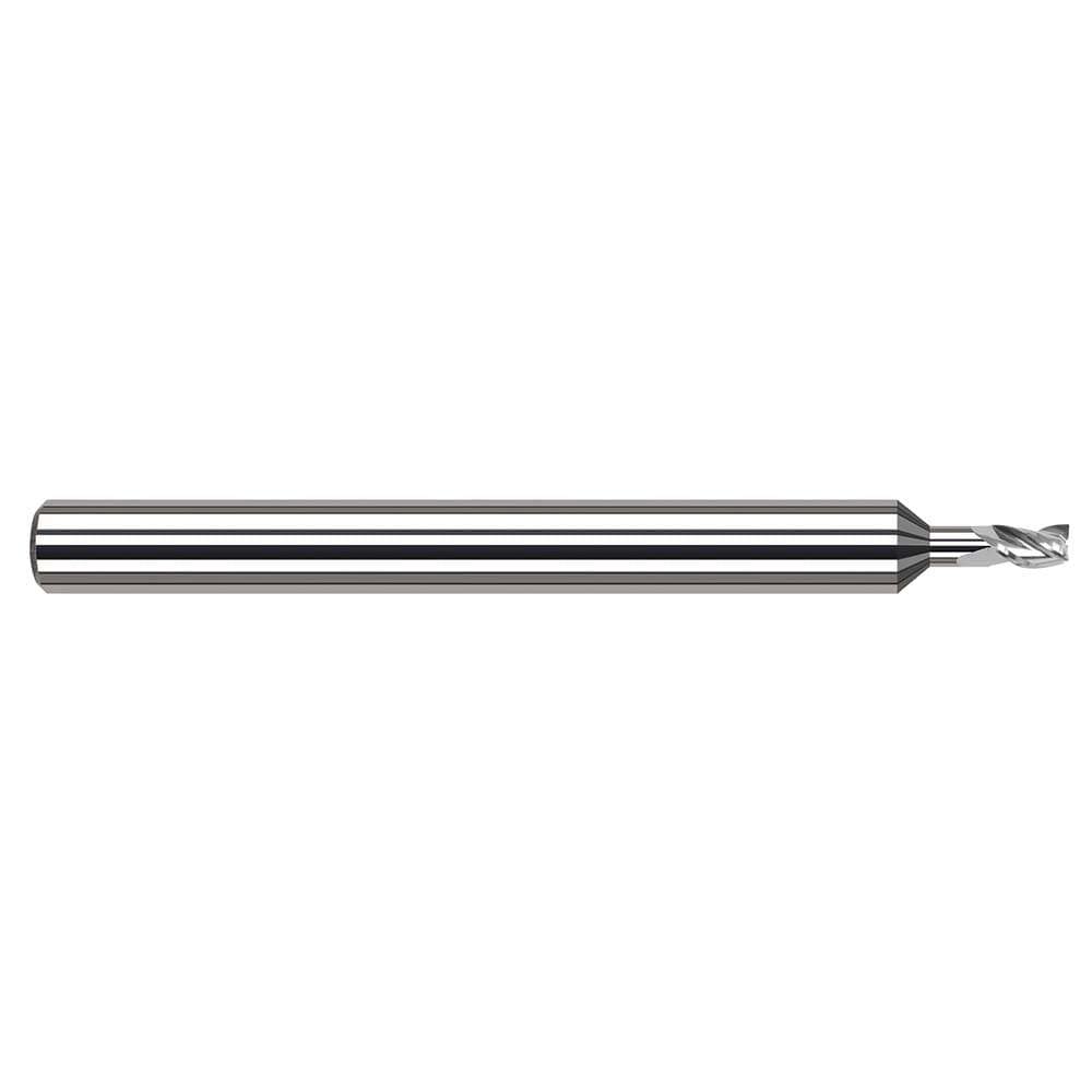 Square End Mill: 0.055'' Dia, 0.082'' LOC, 1/8'' Shank Dia, 2-1/2'' OAL, 3 Flutes, Solid Carbide