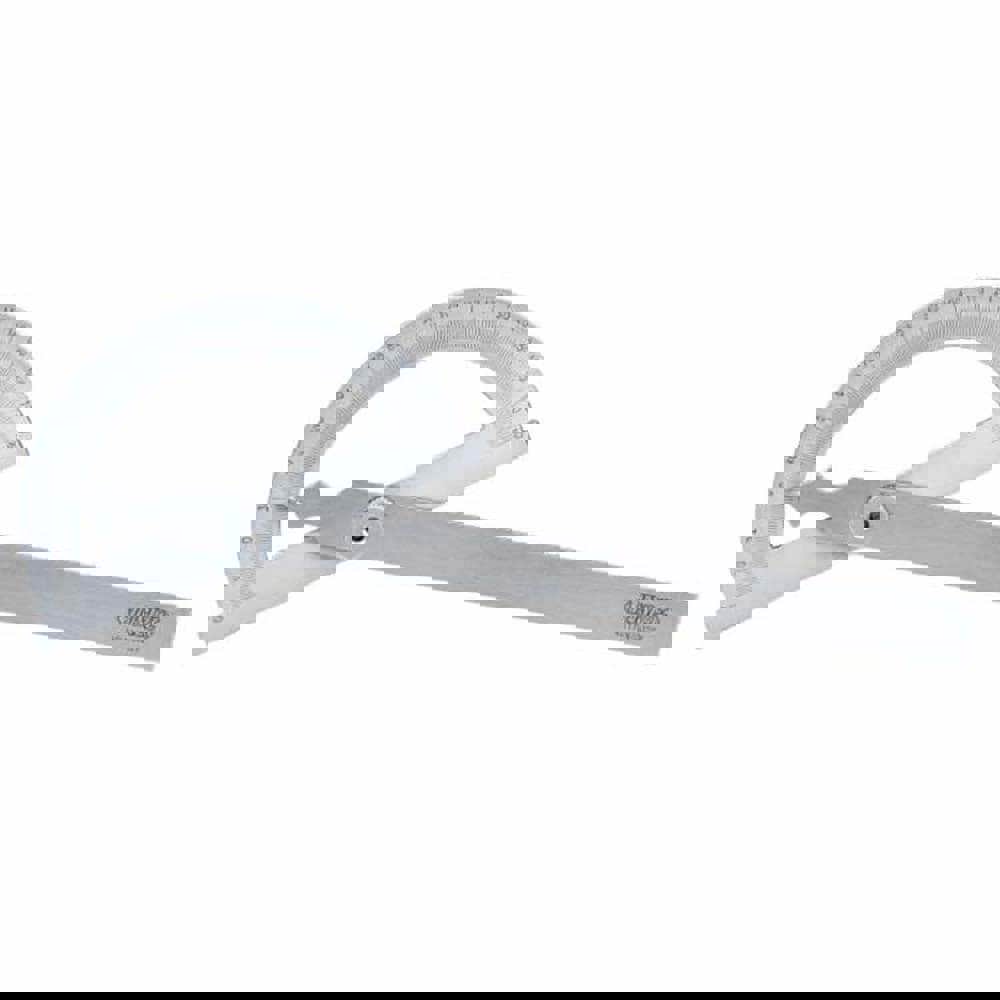 Round & Rectangular Head Protractors; Head Type: Round ; Blade Length (mm): 200.0000 ; Blade Length (Inch): 7.9 ; Maximum Measurement (Degrees): 180.00 ; Dial Graduation (Degrees): 1.00 ; Dial Range: 0-180