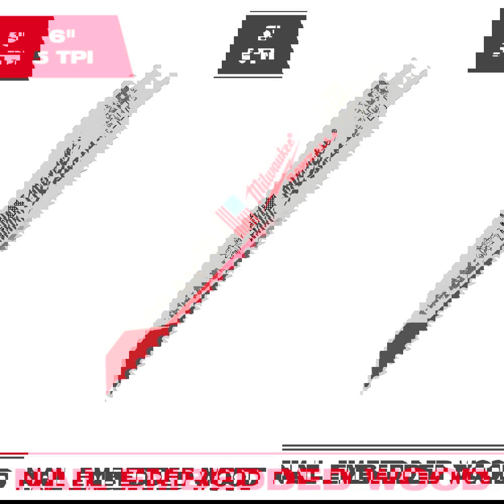 Reciprocating Saw Blades; Blade Material: High Speed Steel ; Blade Length (Inch): 6 ; Blade Width (Decimal Inch): 1.0000 ; Teeth Per Inch: 5 ; Blade Thickness (Decimal Inch): 0.0620 ; Profile Shape: Contoured
