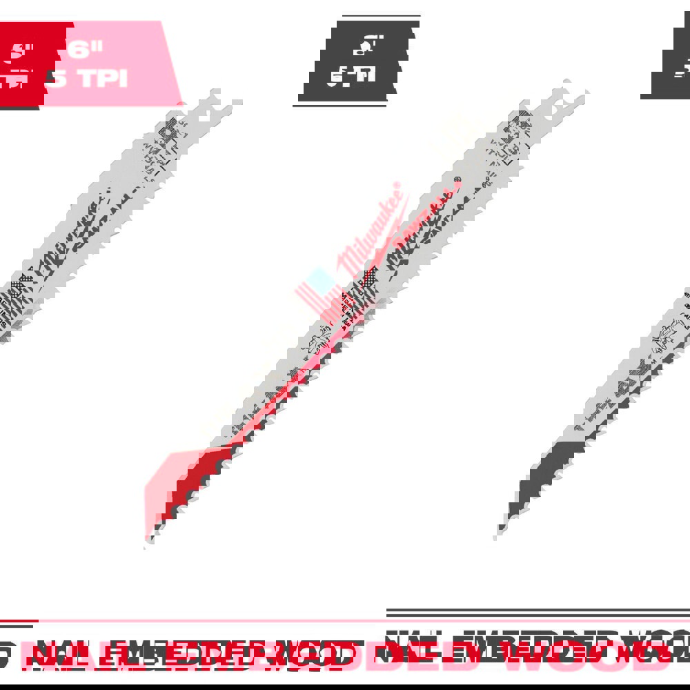 Reciprocating Saw Blades; Blade Material: High Speed Steel ; Blade Length (Inch): 6 ; Blade Width (Decimal Inch): 1.0000 ; Teeth Per Inch: 5 ; Blade Thickness (Decimal Inch): 0.0620 ; Profile Shape: Contoured