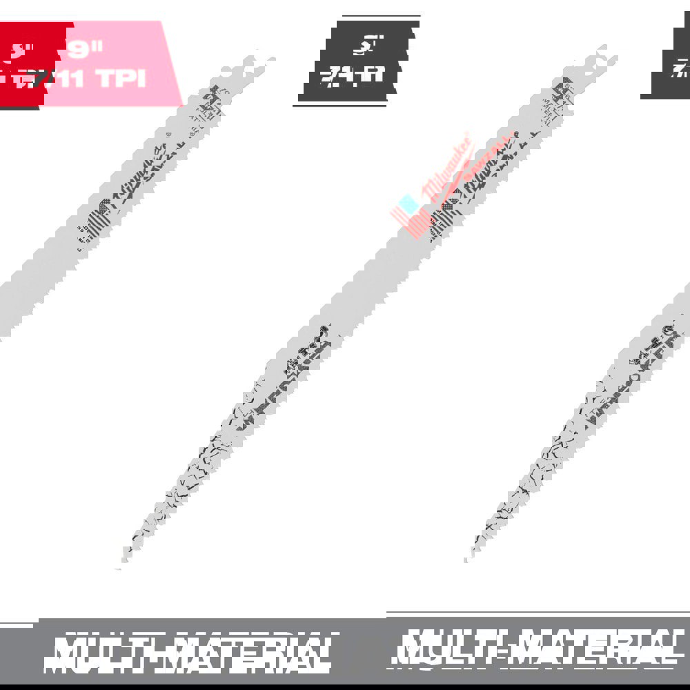 Reciprocating Saw Blades; Blade Material: High Speed Steel ; Blade Length (Inch): 9 ; Blade Width (Inch): 1 ; Teeth Per Inch: 7/11 ; Blade Thickness (Decimal Inch): 0.0500 ; Profile Shape: Straight