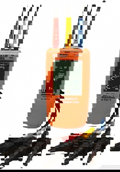 3 Phase, 40 to 600 VAC, 2 to 400 Hz, 32 to 104°F, LED Display Phase Rotation Tester