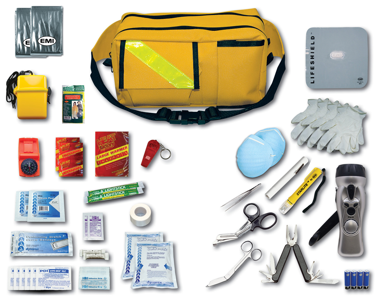 Emergency Prep Kits; Kit Type: Earthquake Survival ; Hurricane; Tornado ; Container Material: Nylon ; Overall Length: 10.00 ; Overall Height: 6in ; Overall Width: 5