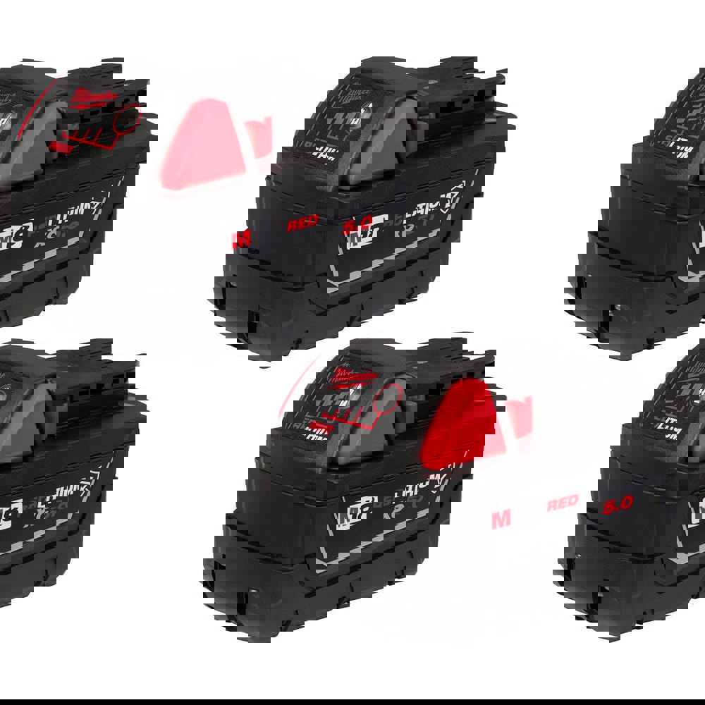 Power Tool Batteries; Battery Voltage: 18.00 ; Battery Chemistry: Lithium-ion ; Battery Capacity (Ah): 5.00 ; Battery Series: M18 REDLITHIUM ; For Use With: Milwaukee. M18 Cordless Power Tools ; Charging Time: 60 min