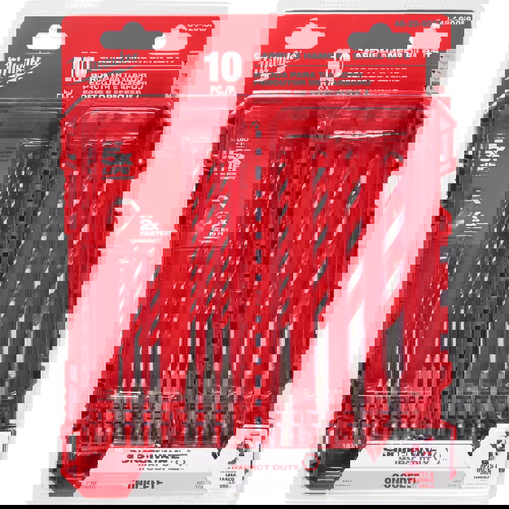 Drill Bit Sets; Drill Bit Set Type: Hex Shank Drill Bits ; Number of Pieces: 10 ; Tool Material: Bi-Metal; Carbide ; Coating/Finish: Bright/Uncoated ; Cutting Direction: Right Hand ; Shank Type: Hex