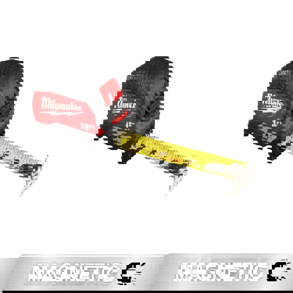 Tape Measures; Length Ft.: 16.000 ; Graduation (Inch): 1/16 ; Blade Material: Steel ; Standout Length (Feet): 12.00 ; Case Type: Closed ; Rewind Type: Automatic