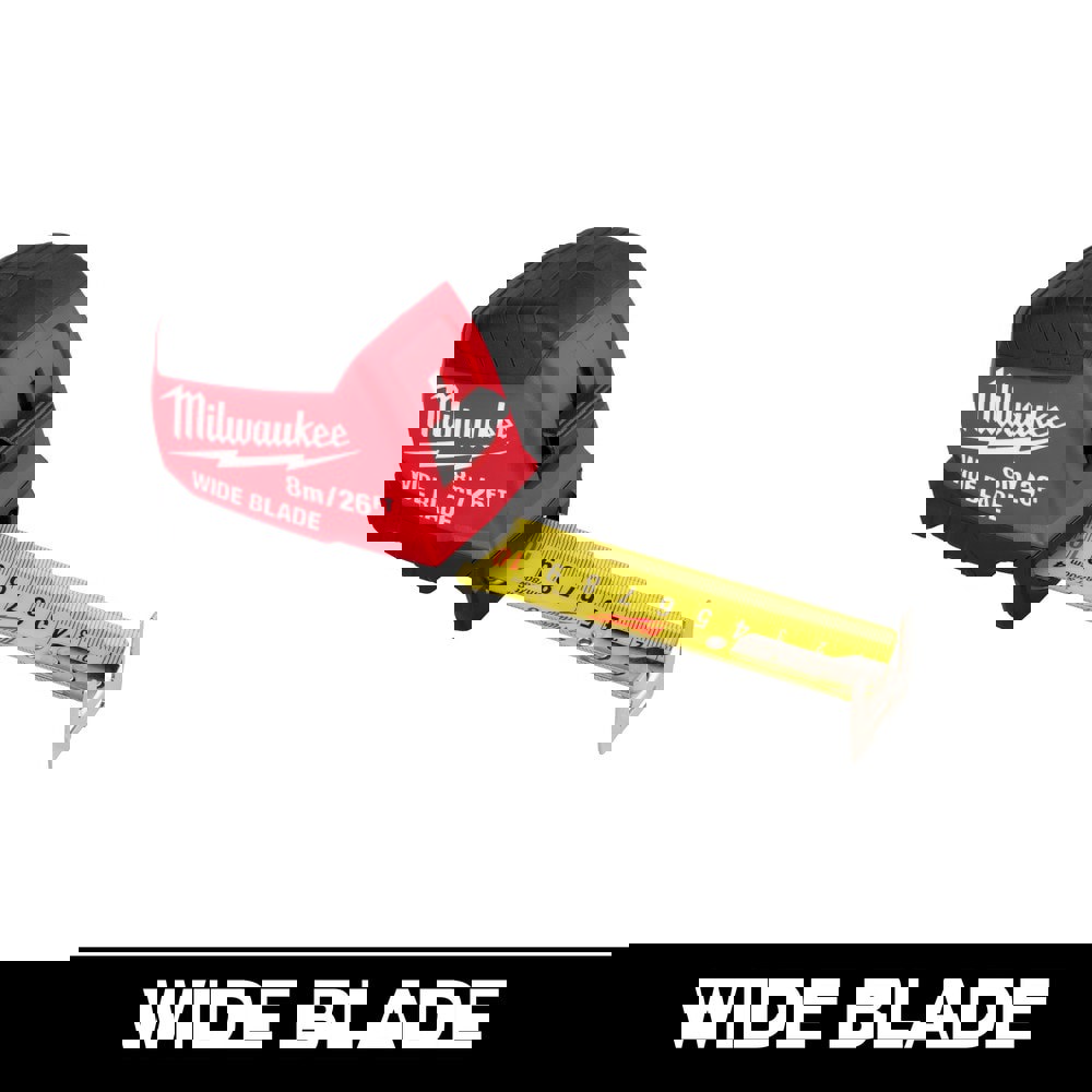 Tape Measures; Length Ft.: 26.000 ; Graduation (Inch): 1/16 ; Blade Material: Steel ; Standout Length (Feet): 15.00 ; Case Type: Closed ; Rewind Type: Automatic