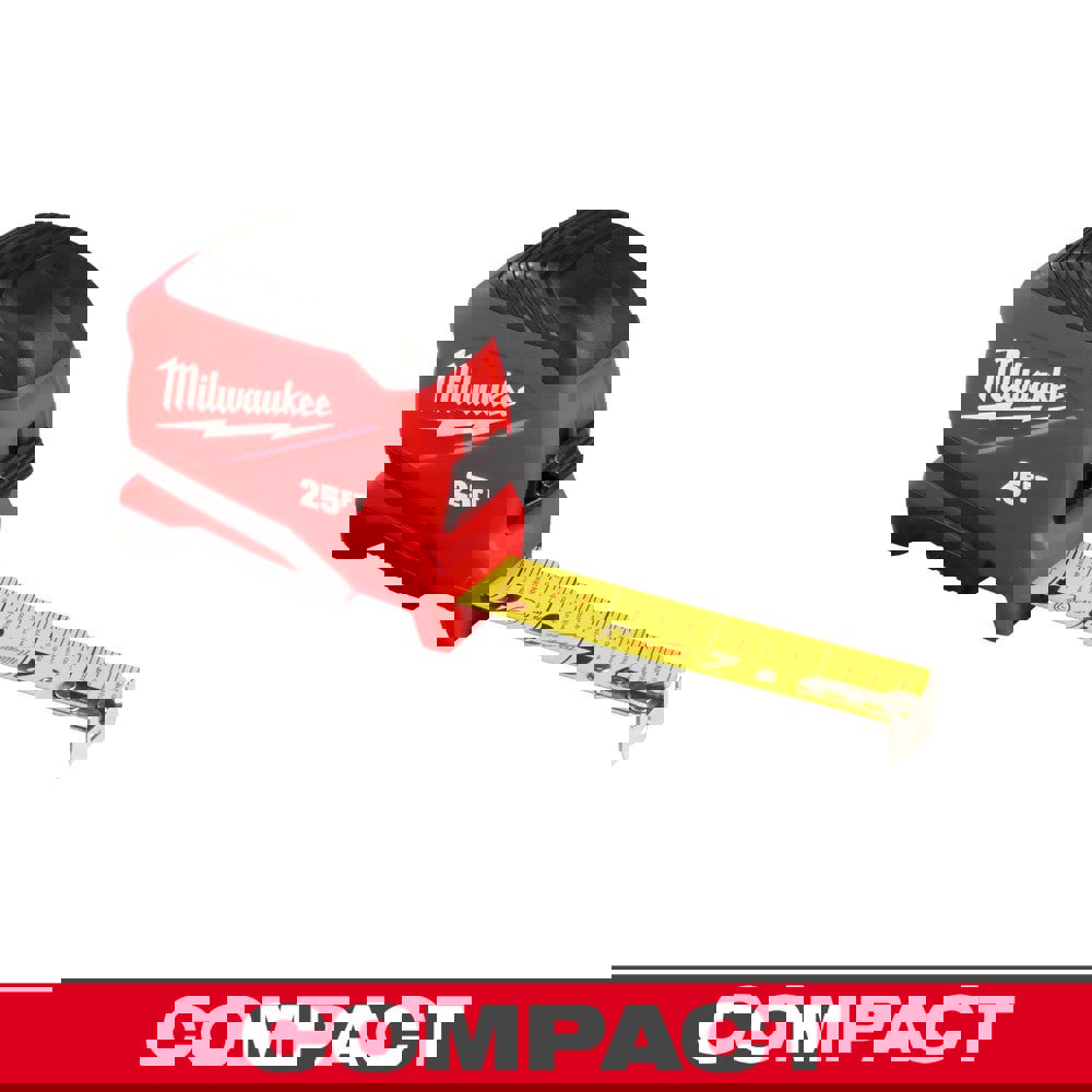 Tape Measures; Length Ft.: 25.000 ; Graduation (Inch): 1/16 ; Blade Material: Steel ; Standout Length (Feet): 9.00 ; Case Type: Closed ; Rewind Type: Automatic