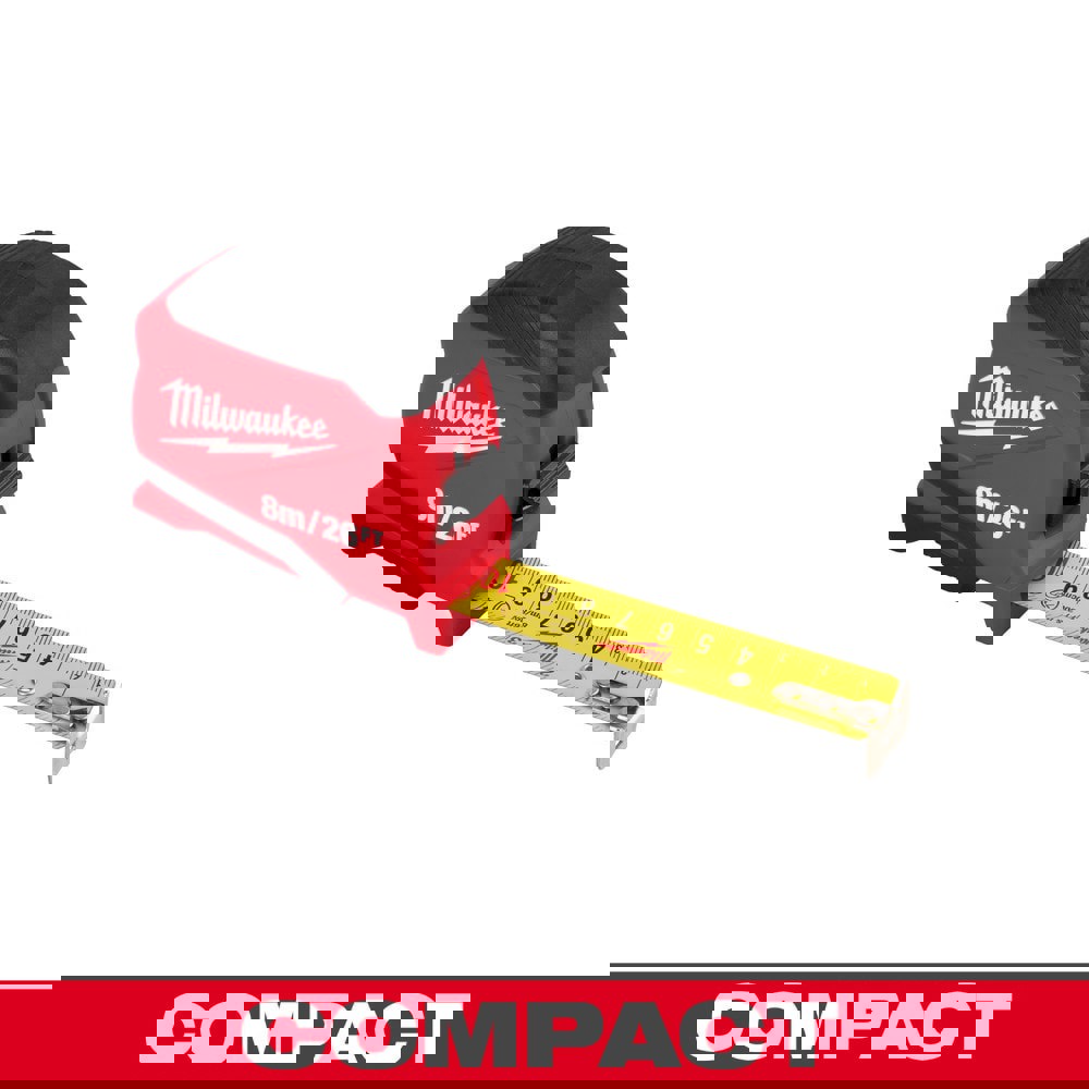 Tape Measures; Length Ft.: 26.000 ; Graduation (Inch): 1/16 ; Blade Material: Steel ; Standout Length (Feet): 9.00 ; Case Type: Closed ; Rewind Type: Automatic