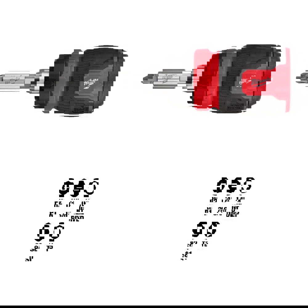 Bit Screwdrivers; Type: Multi-Bit Ratcheting Screwdriver; Compact ; Tip Type: Multi ; Torx Size: T15 ; Phillips Point Size: Phillips:#1 & #2 ; Slotted Point Size: 1/4; 3/16 ; Handle Type: Ergonomic