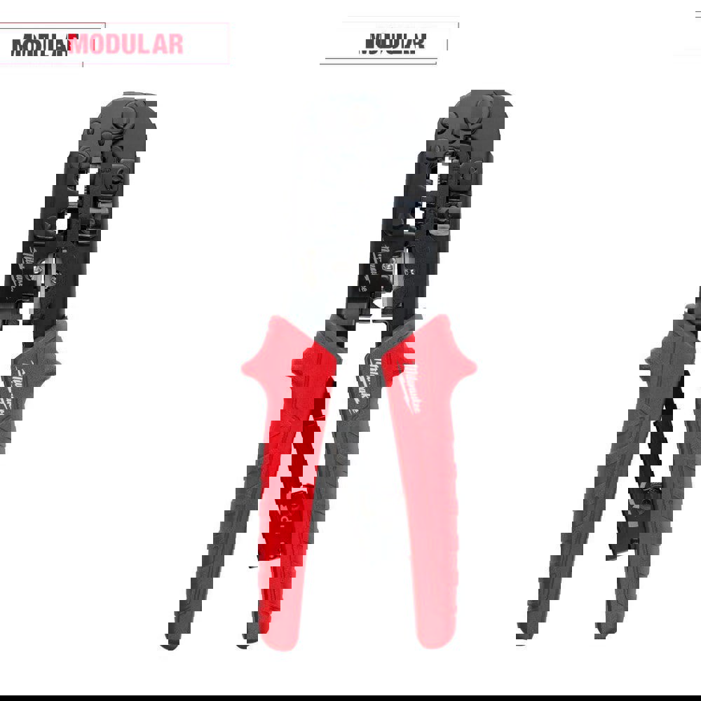 Crimpers; Handle Style: Rubber Grip ; Type: Crimper & Stripper ; Crimper Type: Coax Crimper ; Maximum Wire Gauge: 28AWG ; Capacity: RJ-22; RJ-11; RJ-12; RJ-45 ; Handle Material: Rubber