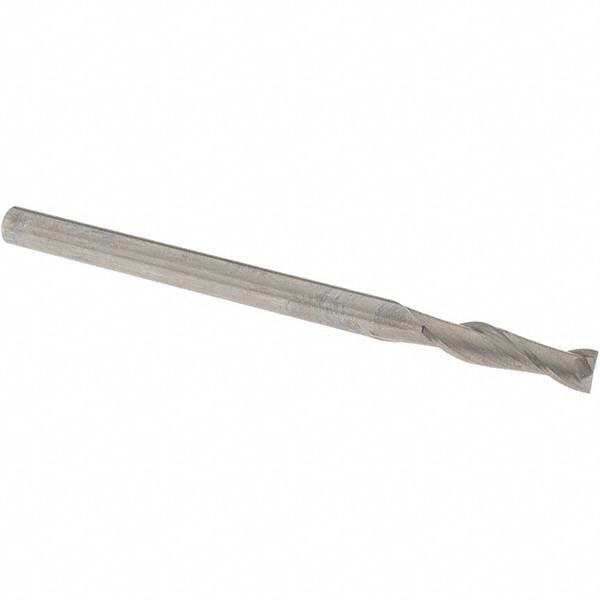 Square End Mill: 1/4'' Dia, 1'' LOC, 1/4'' Shank Dia, 4'' OAL, 2 Flutes, Solid Carbide