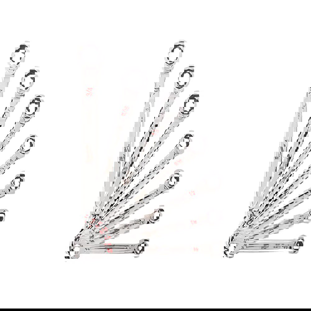 Ratcheting Combination Wrench Set: 7 Pc, Inch