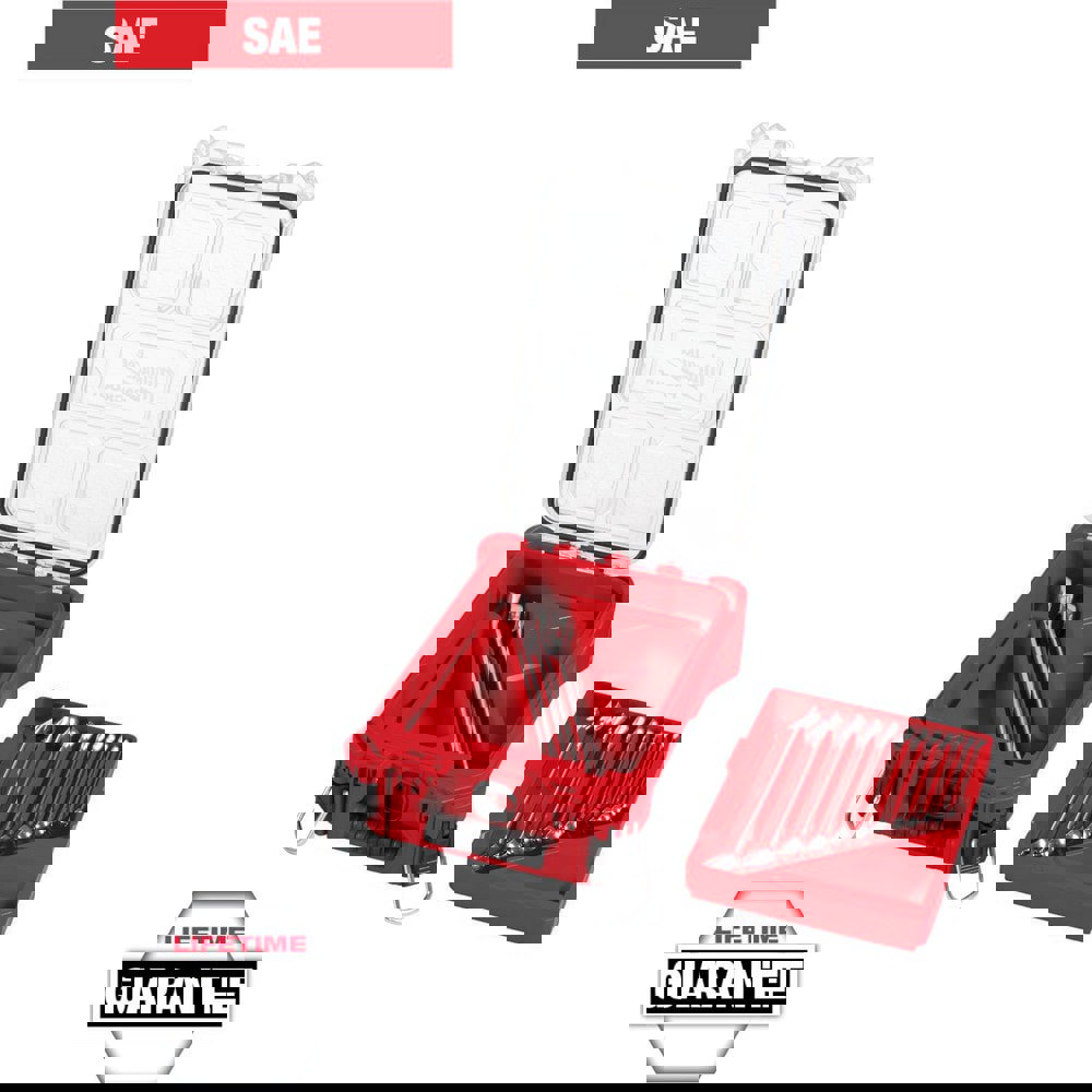 Combination Wrench Set: 15 Pc, 1/4 in - 1 in Wrench, Inch