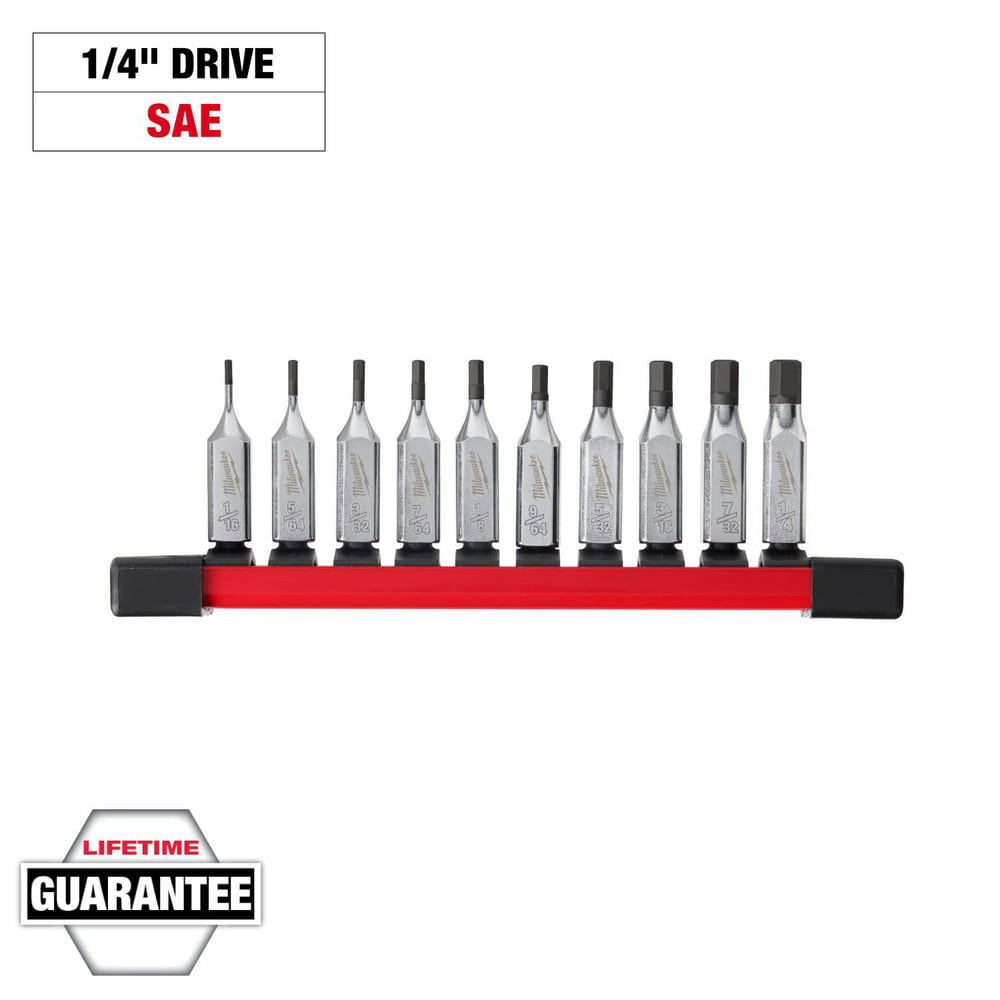 Hex & Torx Bit Socket Sets; Set Type: Hex Bit ; Drive Size: 1/4 ; Minimum Set Hex Size (Inch): 1/16 ; Finish: Chrome ; Measurement Type: Hex ; Number Of Pieces: 10
