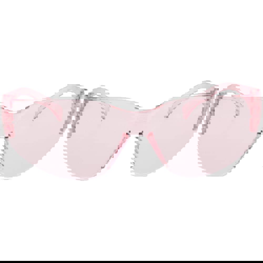 Safety Glasses: Anti-Fog & Scratch-Resistant, Polycarbonate, Pink Lenses, Frameless