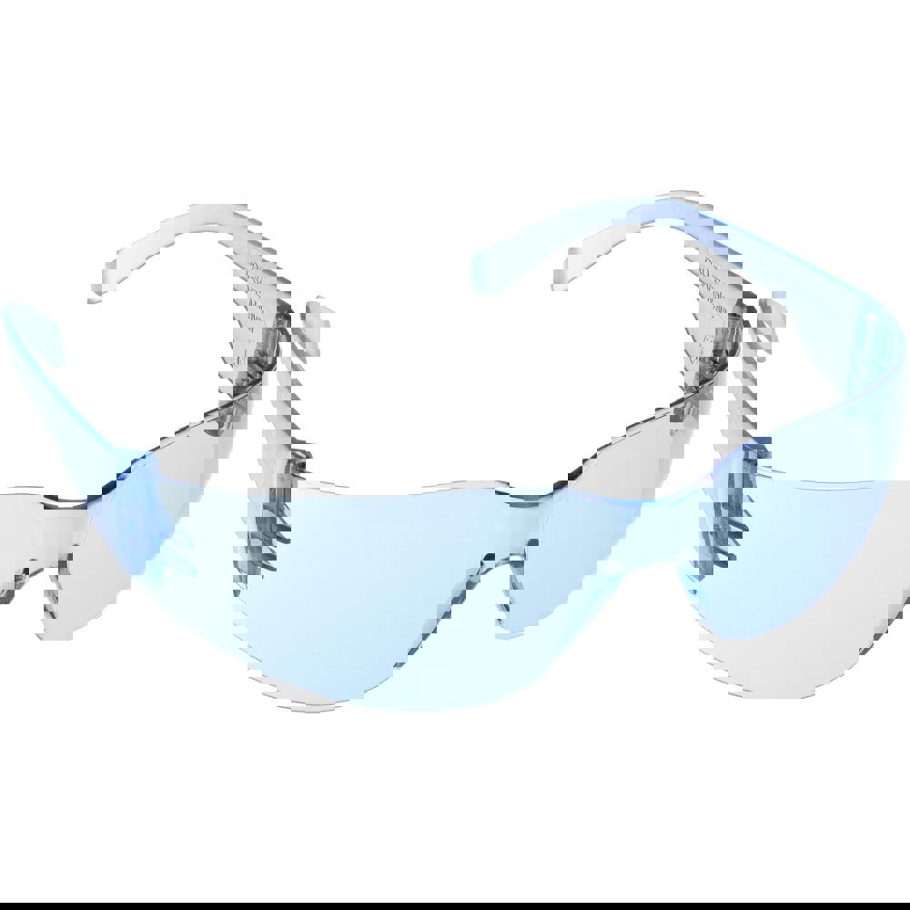 Safety Glass: Scratch-Resistant, Polycarbonate, Blue Lenses, Frameless, UV Protection