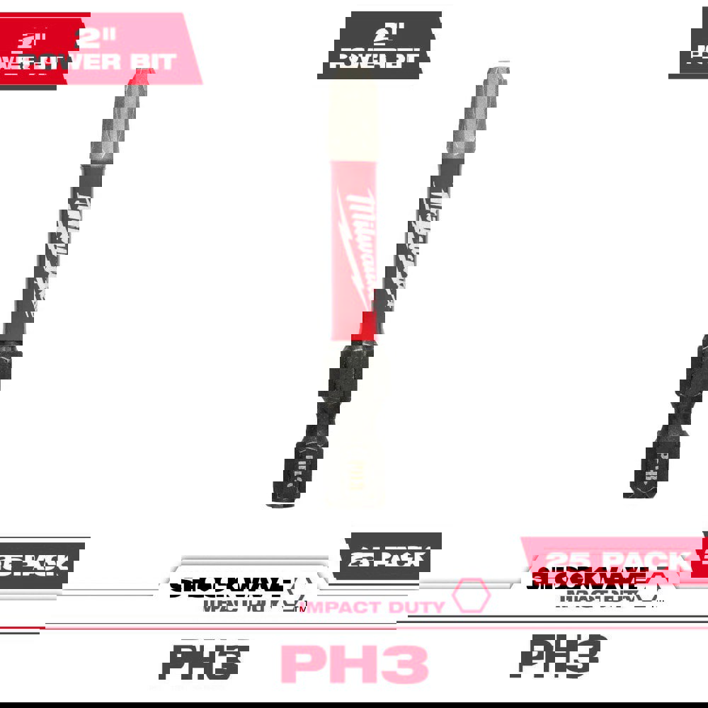 Power & Impact Screwdriver Bits & Holders; Bit Type: Power Bit ; Drive Size (Inch): 1/4 ; Overall Length (Inch): 2 ; Material: Alloy Steel ; Hex Size (Inch): 1/4 ; Phillips Size: #3
