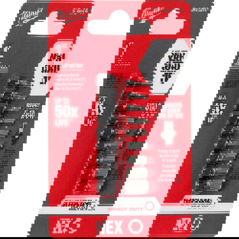 Screwdriver Bit Sets; Set Type: Insert Hex Bit Set ; Tip Type: Hex ; Container Type: Clamshell ; Drive Size: 0.25in ; Insulated: No ; Number Of Pieces: 9