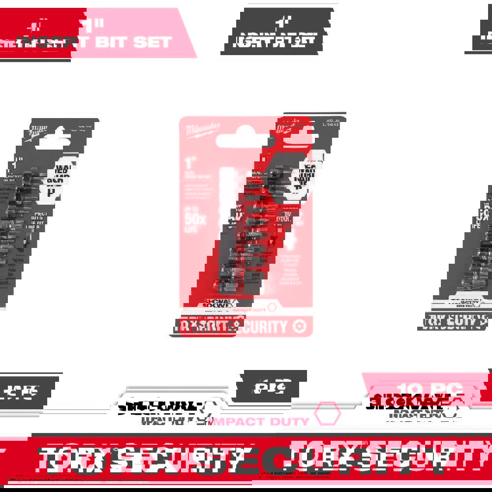 Screwdriver Bit Sets; Set Type: Security Insert Bit Set ; Tip Type: Assorted ; Drive Size: 0.2500in ; Insulated: No ; Number Of Pieces: 10 ; Measurement Type: Torx