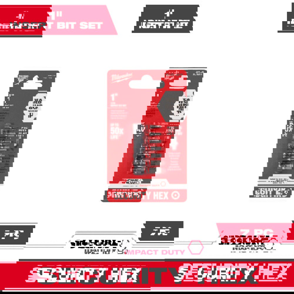 Screwdriver Bit Sets; Set Type: Security Insert Bit Set ; Tip Type: Assorted ; Drive Size: 0.2500in ; Insulated: No ; Number Of Pieces: 7 ; Measurement Type: Inch