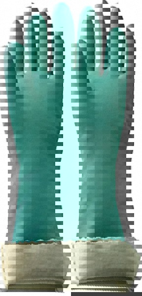 Chemical Resistant Gloves: Large, 18 mil Thick, Nitrile, Supported