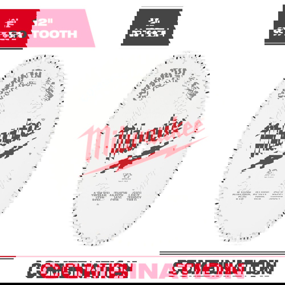 Wet & Dry-Cut Saw Blades; Blade Diameter (Inch): 12 ; Blade Material: Tungsten Carbide Tipped ; Blade Thickness (Decimal Inch): 0.0890 ; Arbor Hole Diameter (Inch): 1 ; Number of Teeth: 60 ; Arbor Style: Round