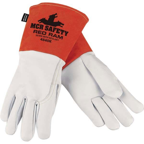 Welding Gloves: MCR Safety Size Large, Leather, Pair, for MIG & TIG