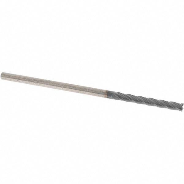 Square End Mill: 1/8'' Dia, 1'' LOC, 1/8'' Shank Dia, 3'' OAL, 4 Flutes, Solid Carbide