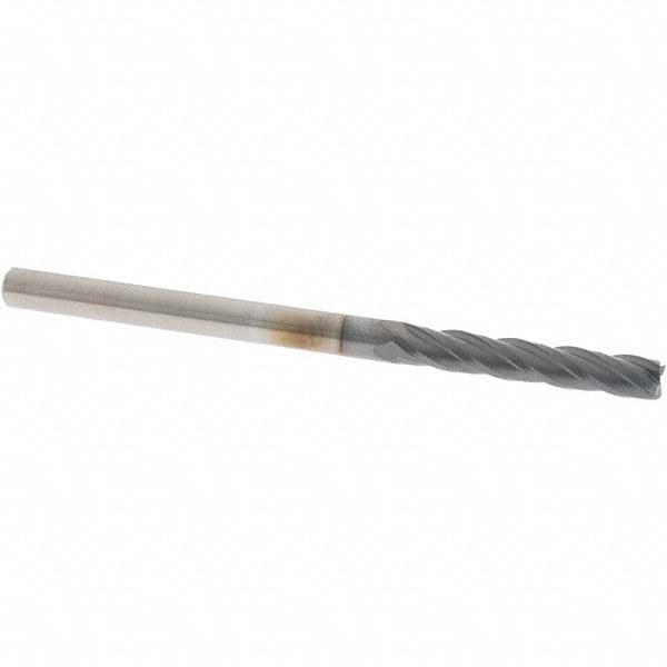 Square End Mill: 3/16'' Dia, 1-1/8'' LOC, 3/16'' Shank Dia, 3'' OAL, 4 Flutes, Solid Carbide