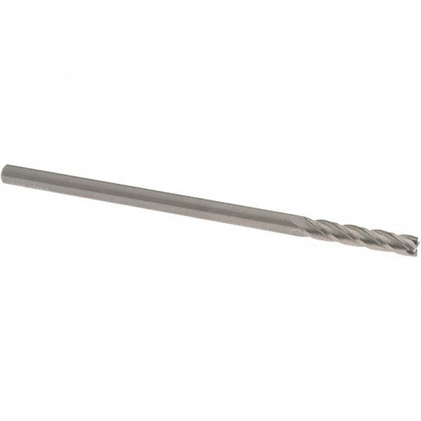 Square End Mill: 3/16'' Dia, 1'' LOC, 3/16'' Shank Dia, 4'' OAL, 4 Flutes, Solid Carbide