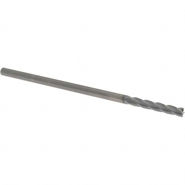 Square End Mill: 1/4'' Dia, 1-1/2'' LOC, 1/4'' Shank Dia, 6'' OAL, 4 Flutes, Solid Carbide