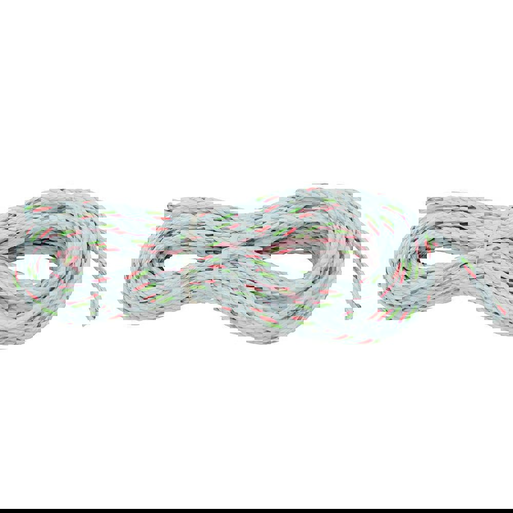 Rope; Rope Construction: Twisted ; Material: Nylon ; Work Load Limit: 3600lb ; Rope Diameter (Fractional Inch): 0.375 ; Color: White w/Green Tracer ; Maximum Temperature (F) ( - 0 Decimals): 0.000