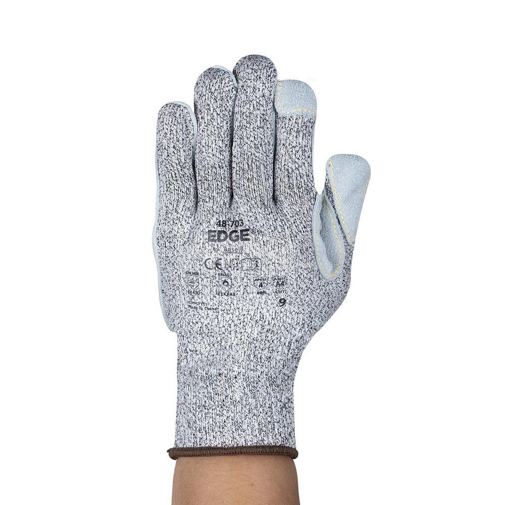 Series 48-703 Cut, Puncture & Abrasive-Resistant Gloves: Large, ANSI Cut A4, ANSI Puncture 4, HPPE Lined, Fiberglass Blend