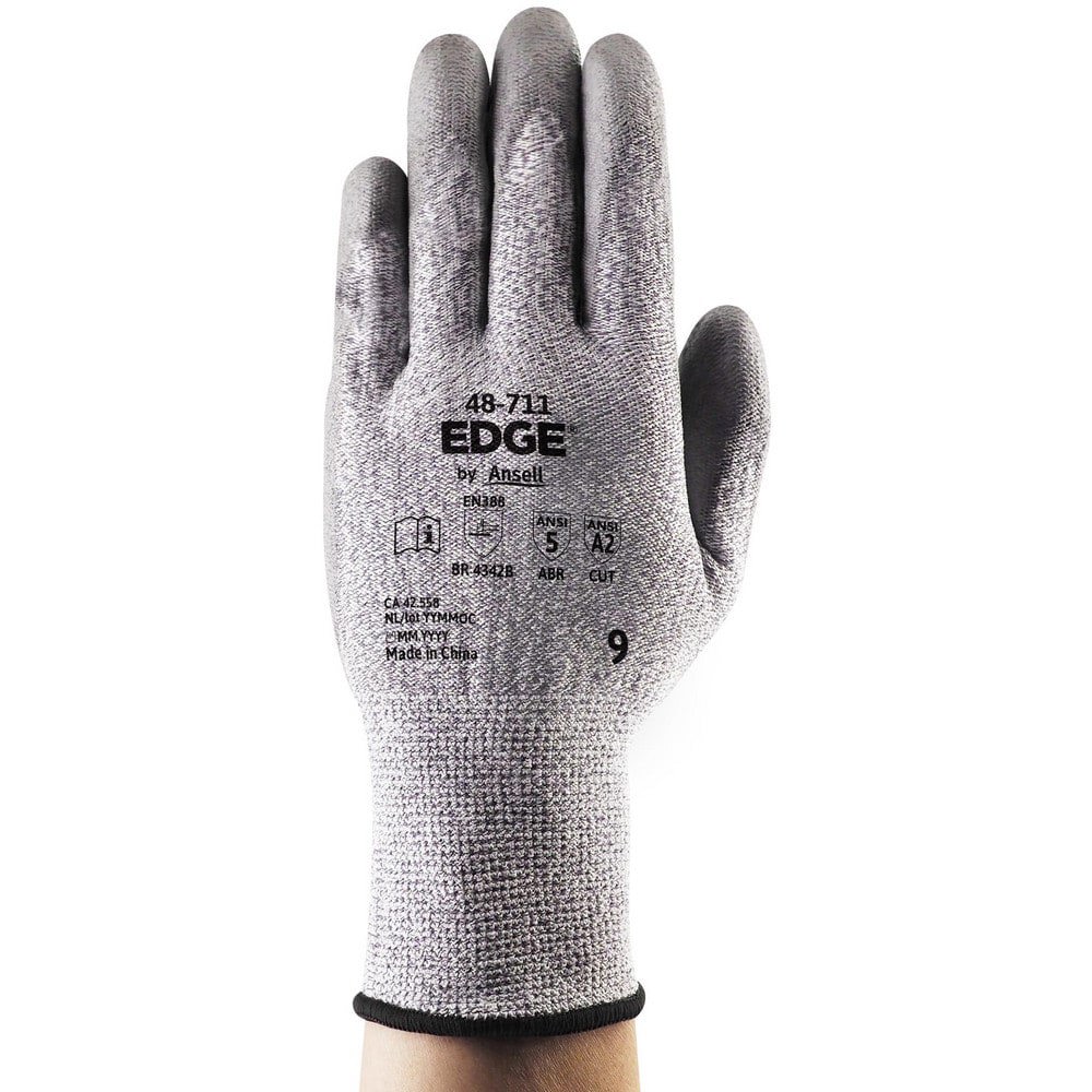 Work Gloves: Edge 48-711, Size Small, Polyurethane-Coated Polyester, Spandex, HPPE & Polyurethane, General Purpose