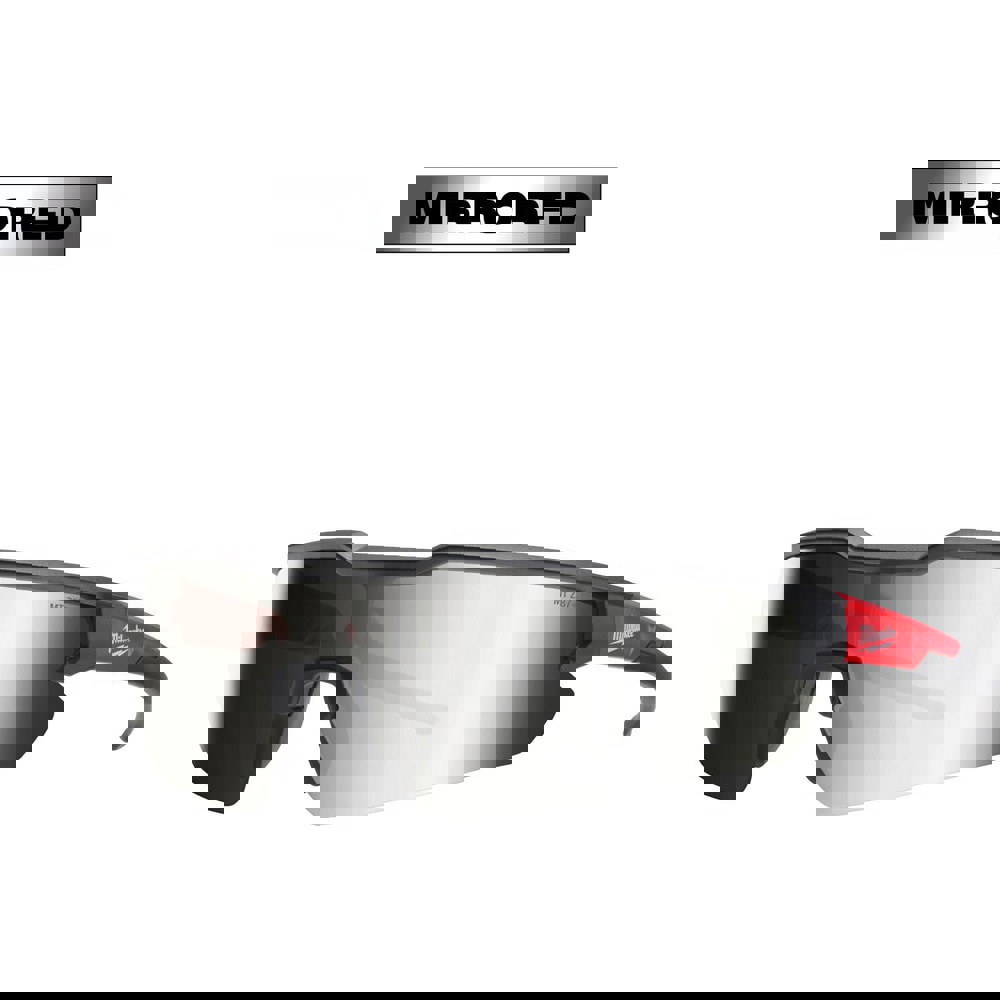 Safety Glasses; Glasses Style: Tinted ; Lens Coating: Scratch-Resistant ; Frame Style: Half-Framed ; Frame Design: Wrap Around ; Lens Color: Silver Mirror ; Frame Color: Black