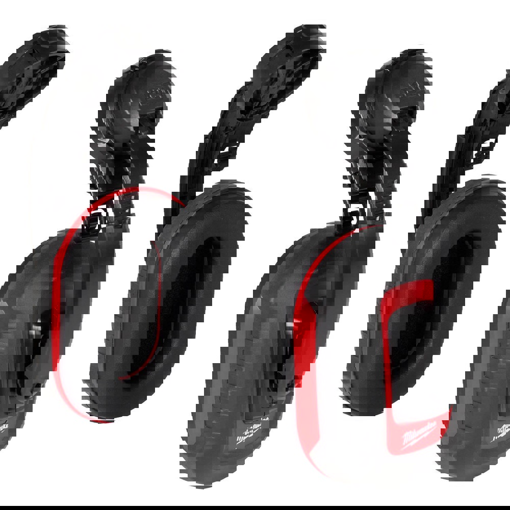 Earmuffs; Band Position: Hard Hat Cap Mounted ; Cup Color: Black ; Cup Material: Plastic ; Folding: Yes