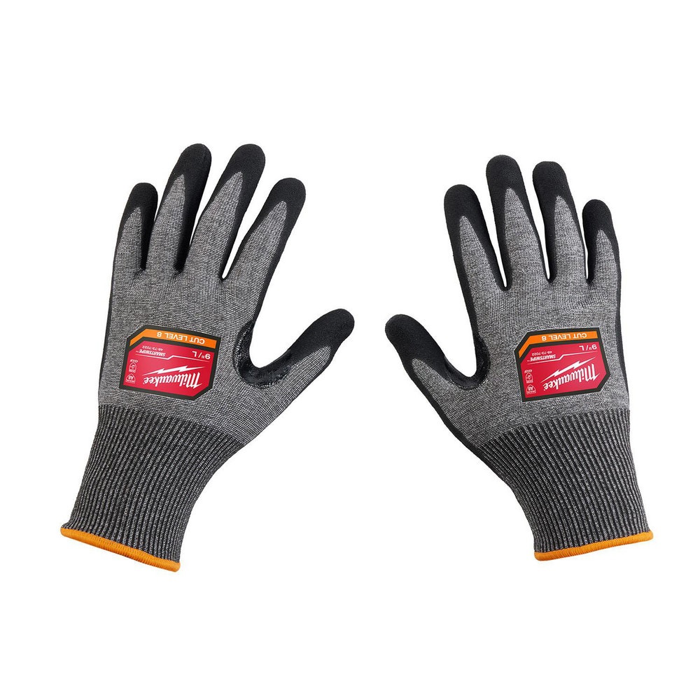Puncture-Resistant Gloves: Size Large, ANSI Cut A8, ANSI Puncture 0, Nitrile & Polyurethane, High Performance Polyethylene