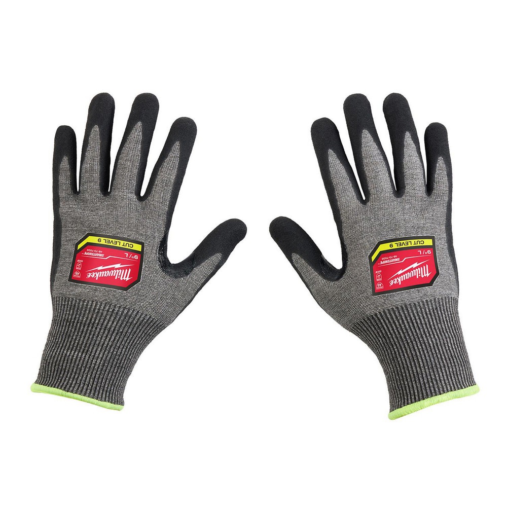 Puncture-Resistant Gloves: Size Large, ANSI Cut A9, ANSI Puncture 0, Nitrile & Polyurethane, High Performance Polyethylene