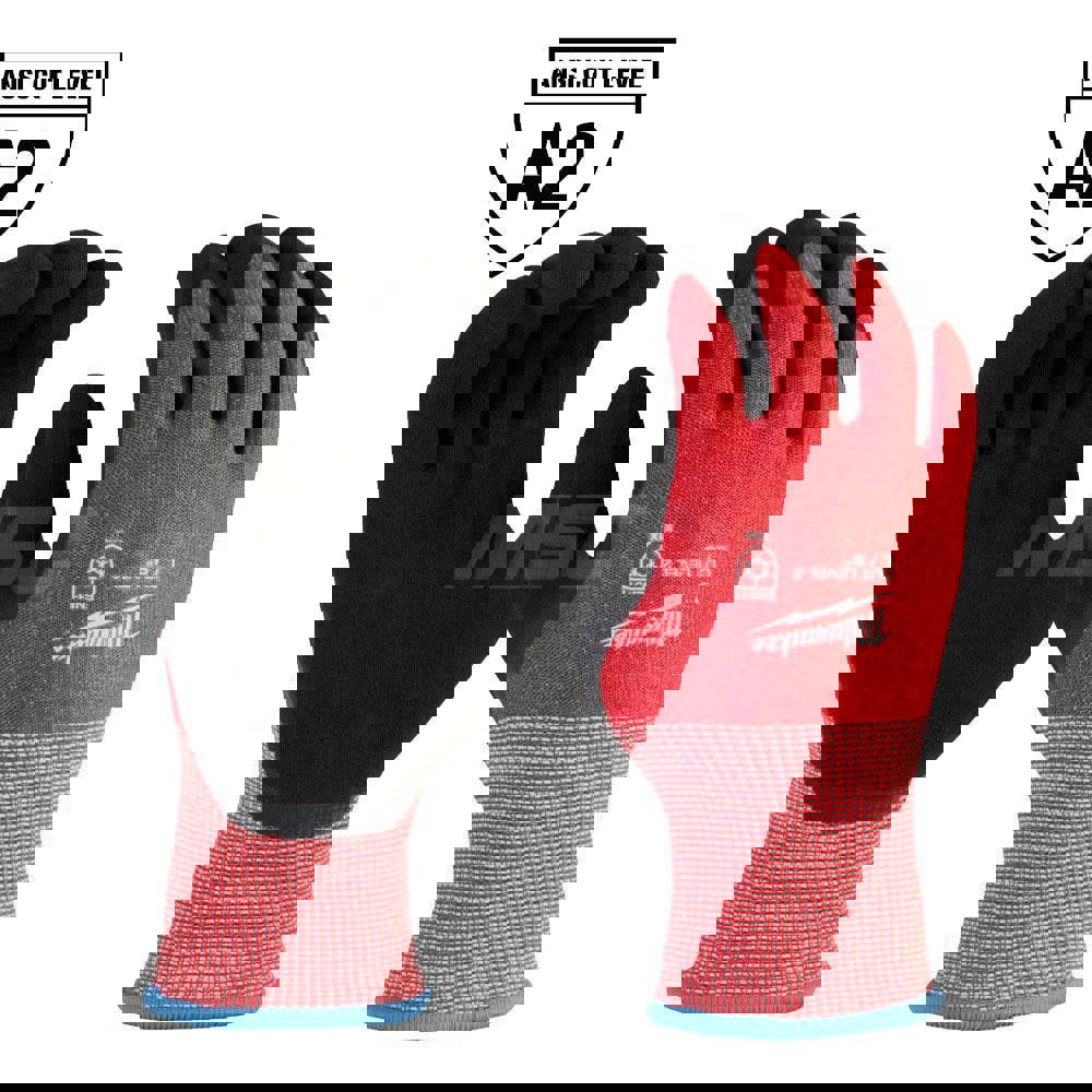 Cut, Puncture & Abrasive-Resistant Gloves: Size L, ANSI Cut A2, ANSI Puncture 0, Latex, Nylon