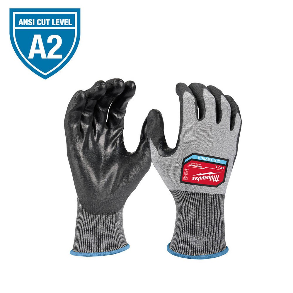 Puncture-Resistant Gloves: Size 2X-Large, ANSI Cut A2, ANSI Puncture 0, Polyurethane, Polyester, Polyethylene & Nitrile