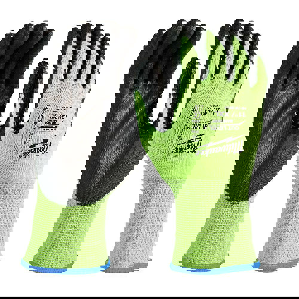 Cut, Puncture & Abrasive-Resistant Gloves: Size 2XL, ANSI Cut A2, ANSI Puncture 0, Nitrile, Polyurethane