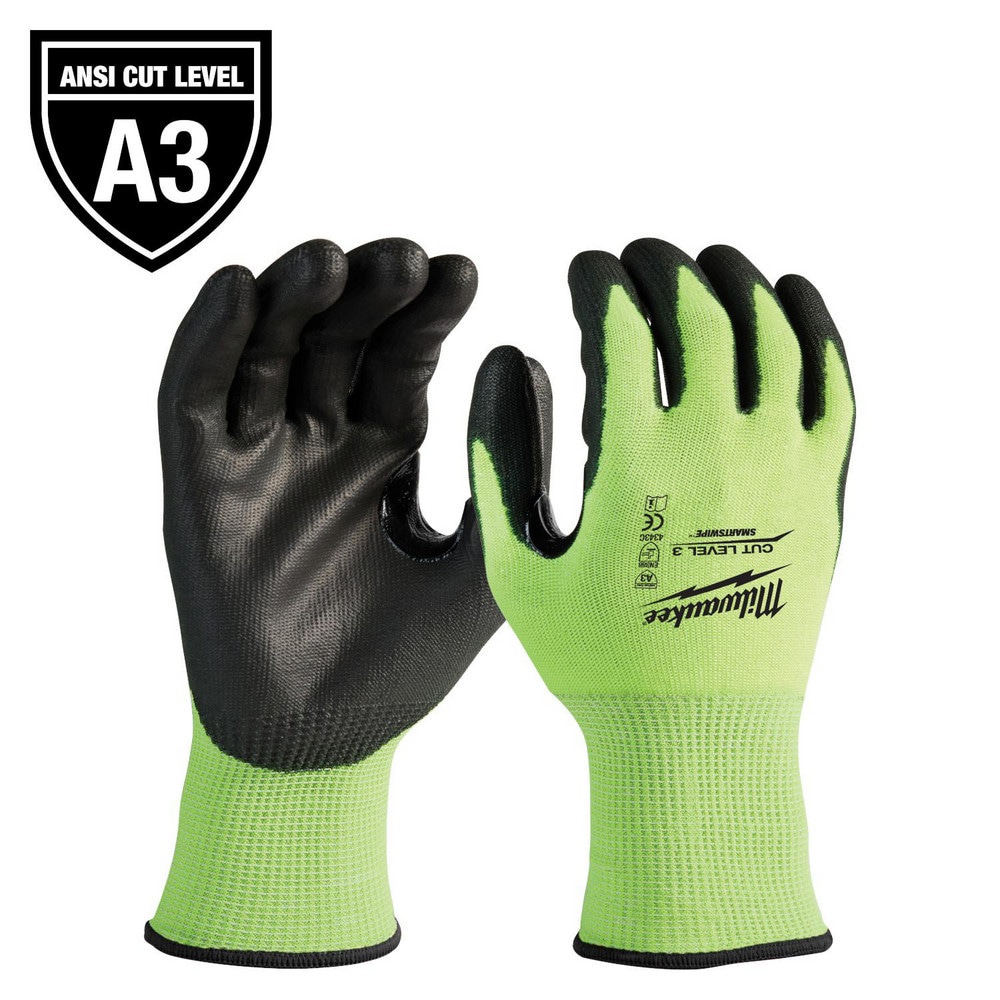 Cut-Resistant Gloves: Milwaukee 48-73, Size 2X-Large, ANSI Cut A3, ANSI Puncture 0, Nitrile, Nylon
