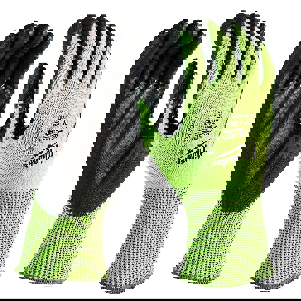 Cut, Puncture & Abrasive-Resistant Gloves: Size XL, ANSI Cut A4, ANSI Puncture 0, Nitrile, Polyurethane