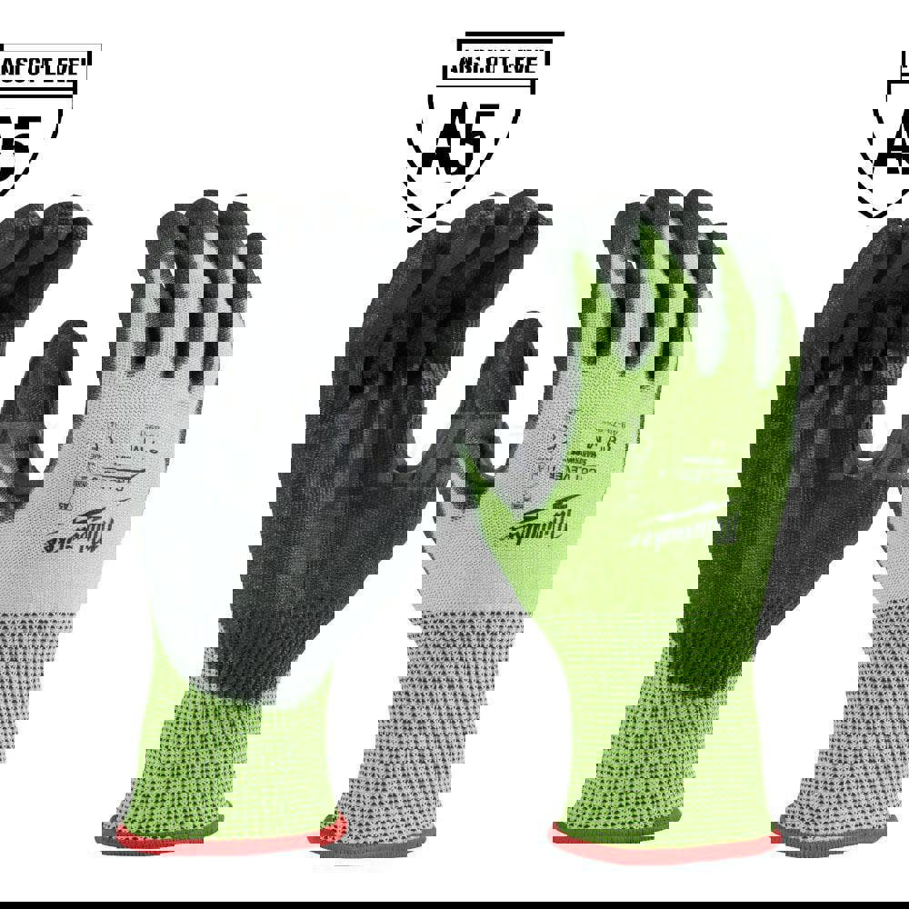 Cut, Puncture & Abrasive-Resistant Gloves: Size M, ANSI Cut A5, ANSI Puncture 0, Nitrile, Polyurethane